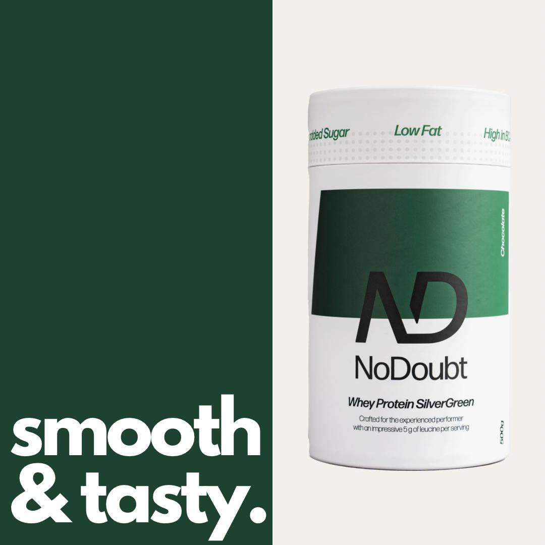 NoDoubt SilverGreen Proteinshake ab 40 – cremig, hochwertig und geschmackvoll in Schokolade